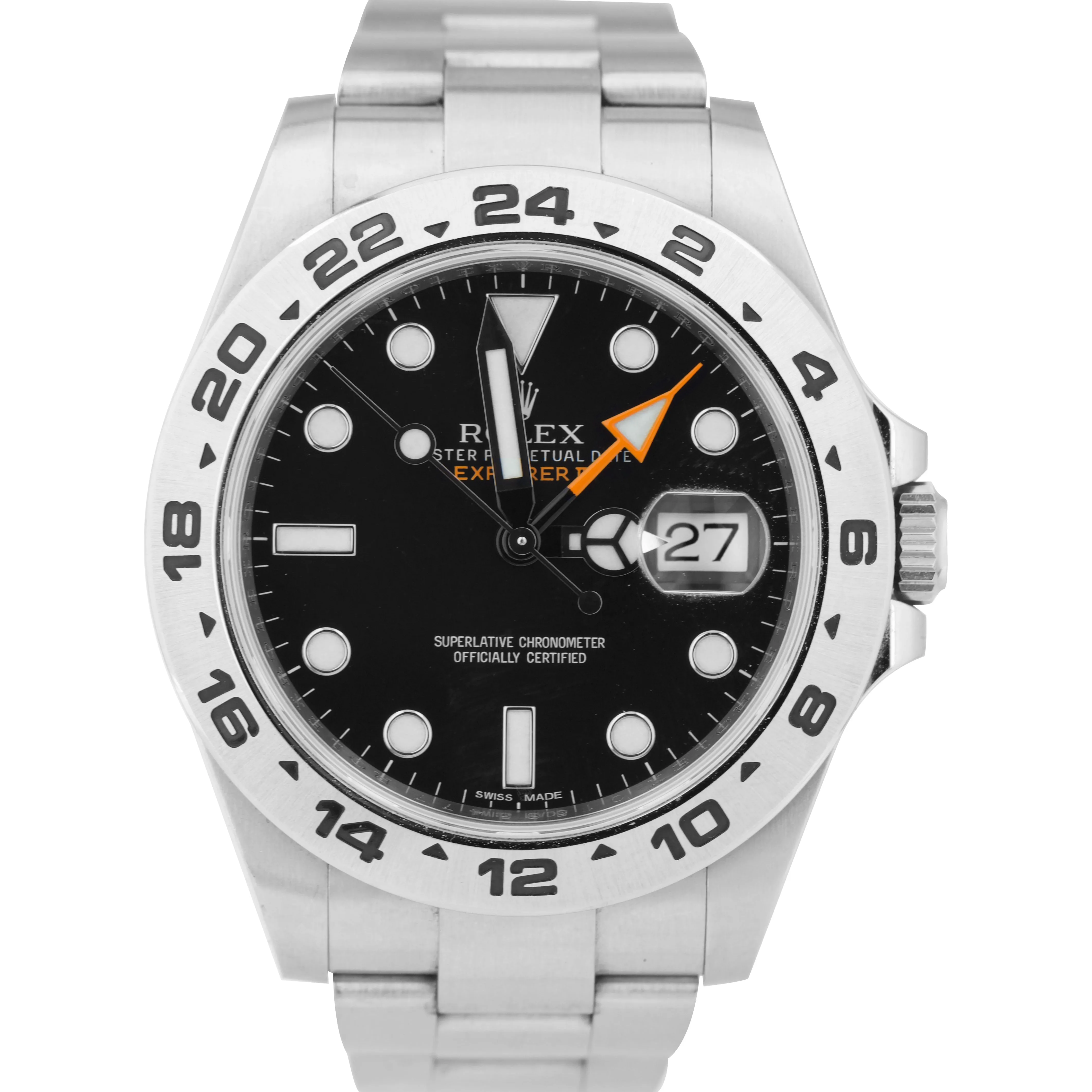 2014 UNPOL. Rolex Explorer II Black Orange Stainless 42mm GMT Watch 216570 B P