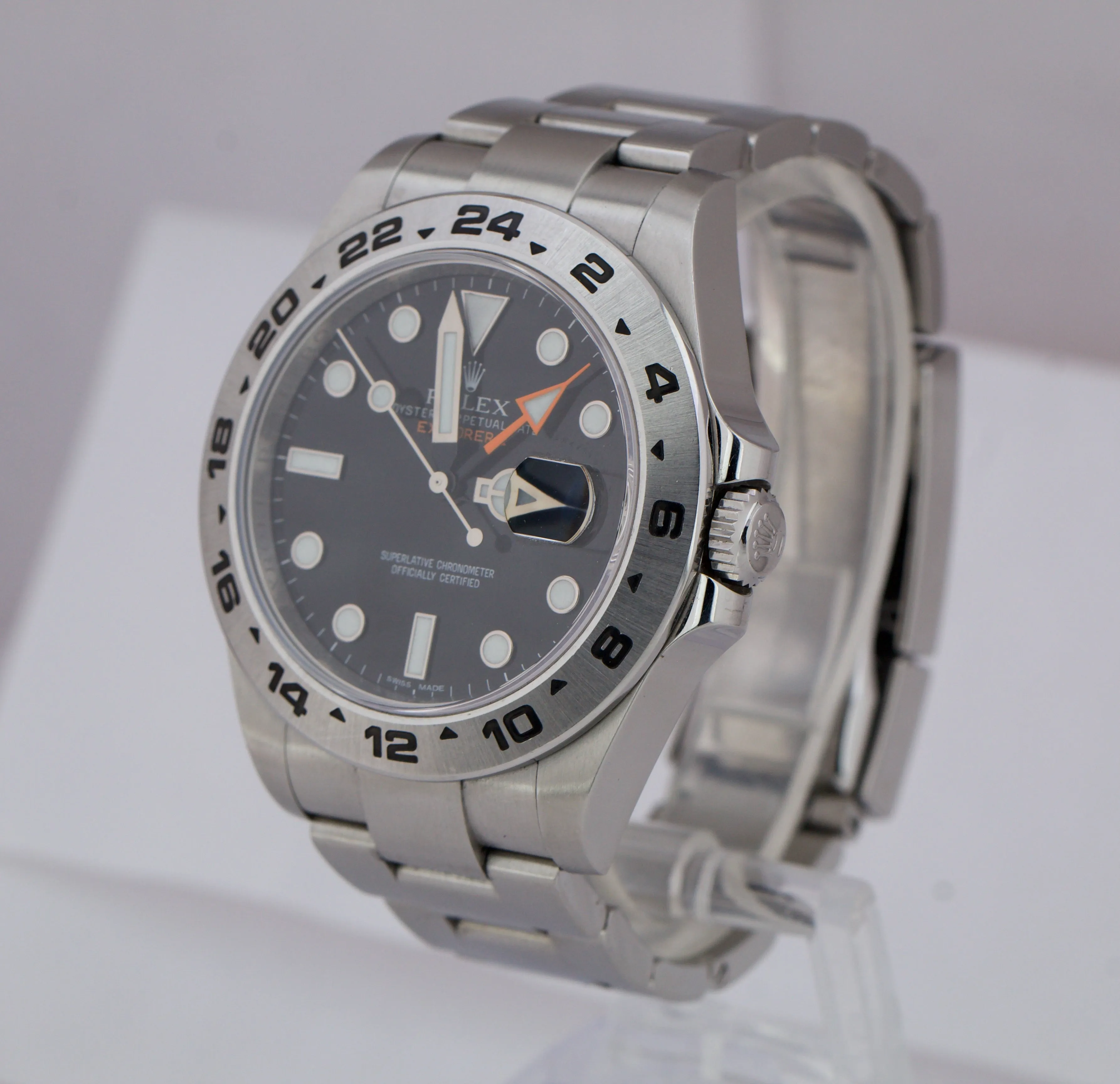 2014 UNPOL. Rolex Explorer II Black Orange Stainless 42mm GMT Watch 216570 B P