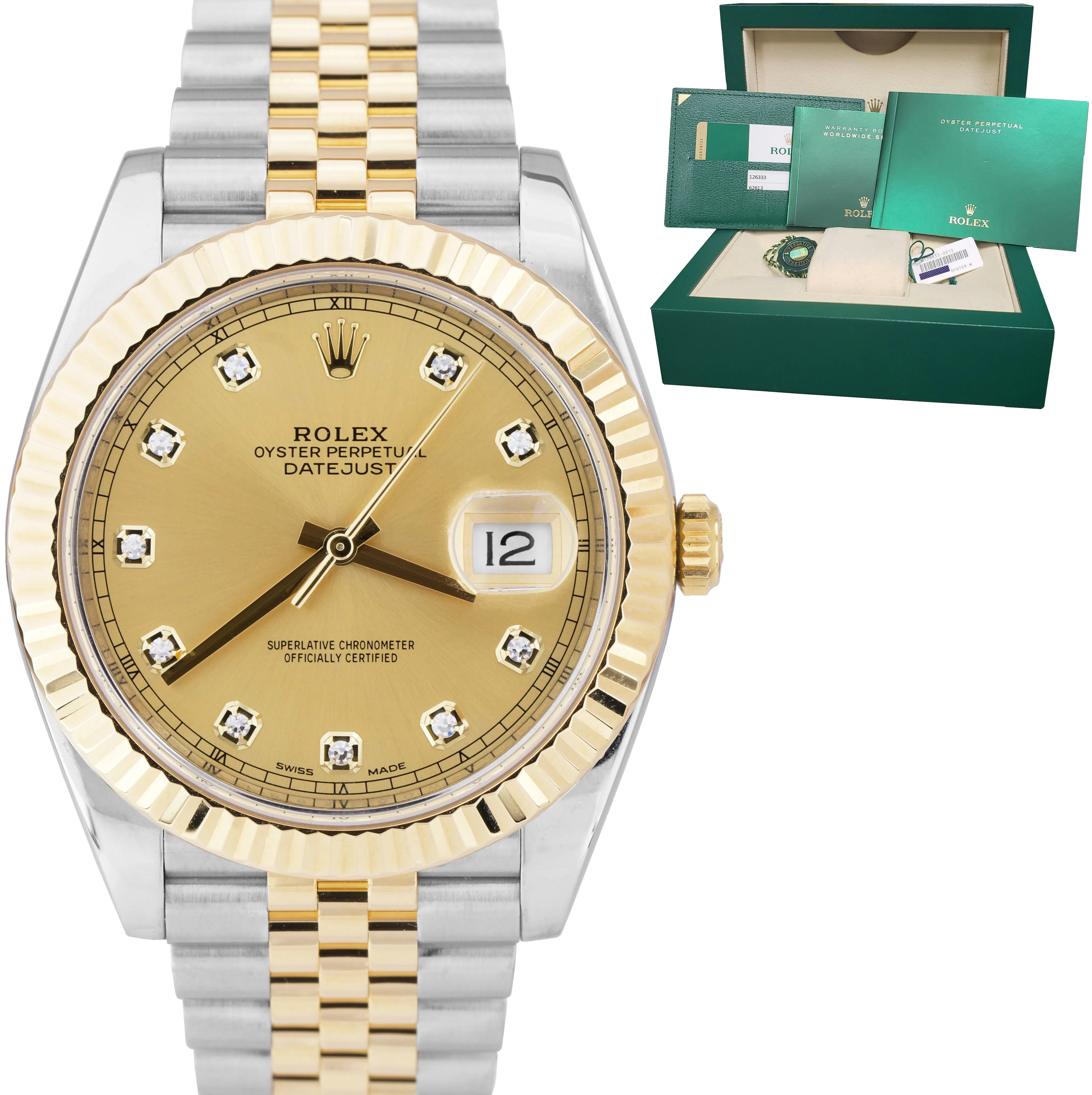 2017 BOX PAPERS Rolex DateJust 41 126333 Champagne Two-Tone 41mm Jubilee Watch