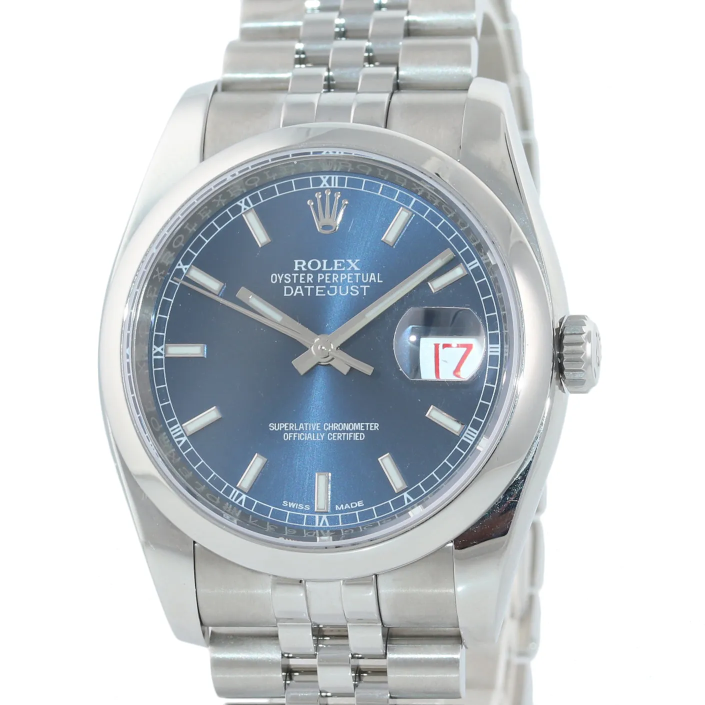 2017 MINT Rolex DateJust Blue Stick 116200 36mm Jubilee Band Steel Watch Box