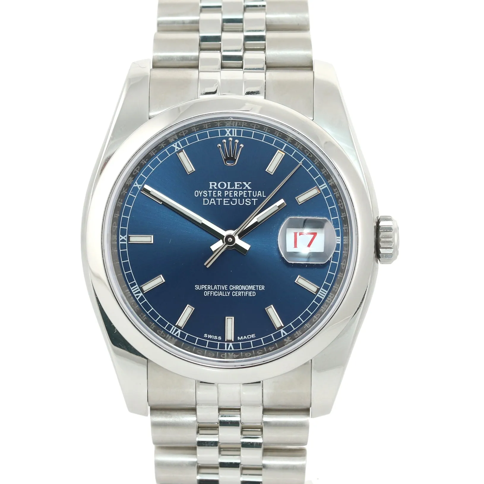 2017 MINT Rolex DateJust Blue Stick 116200 36mm Jubilee Band Steel Watch Box