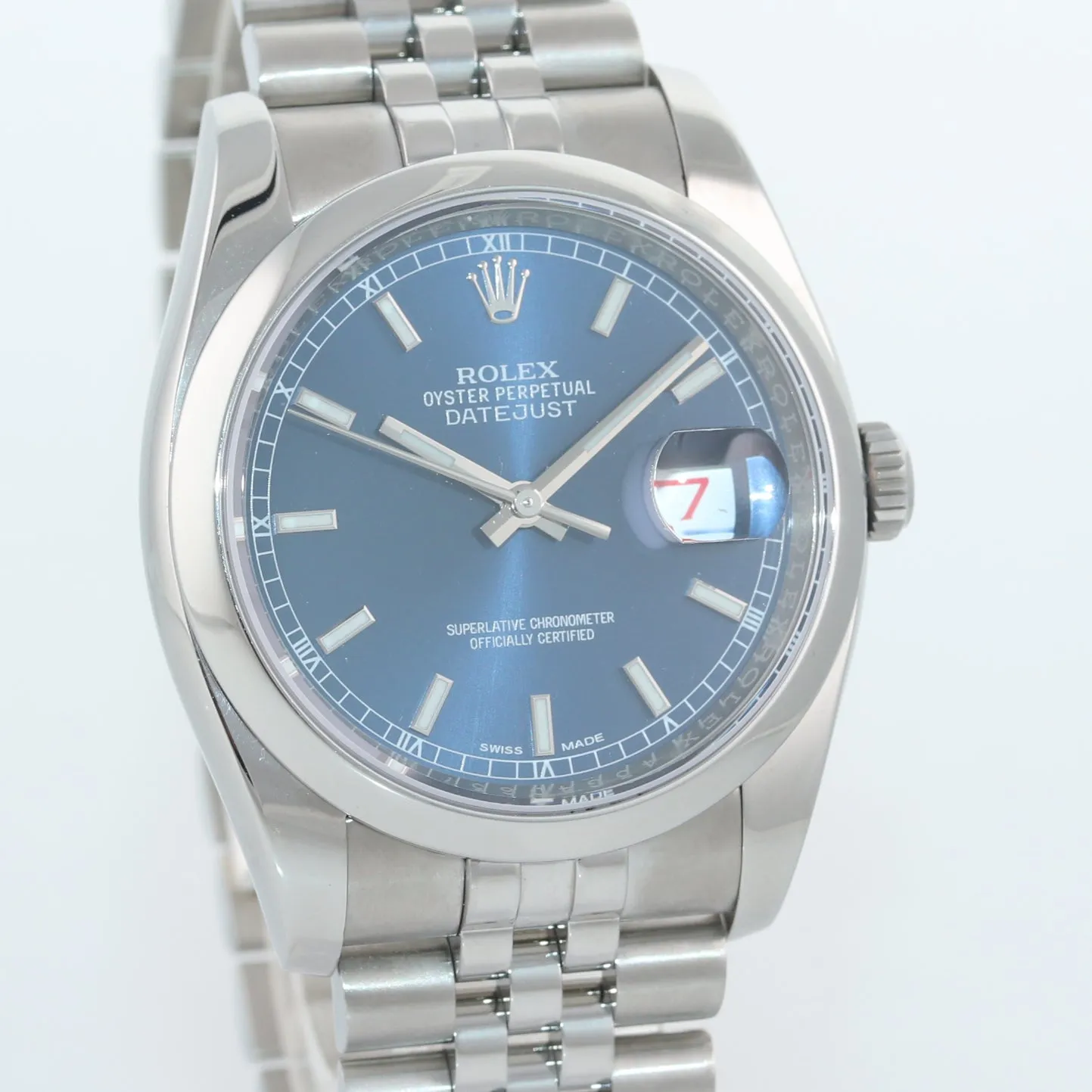 2017 MINT Rolex DateJust Blue Stick 116200 36mm Jubilee Band Steel Watch Box