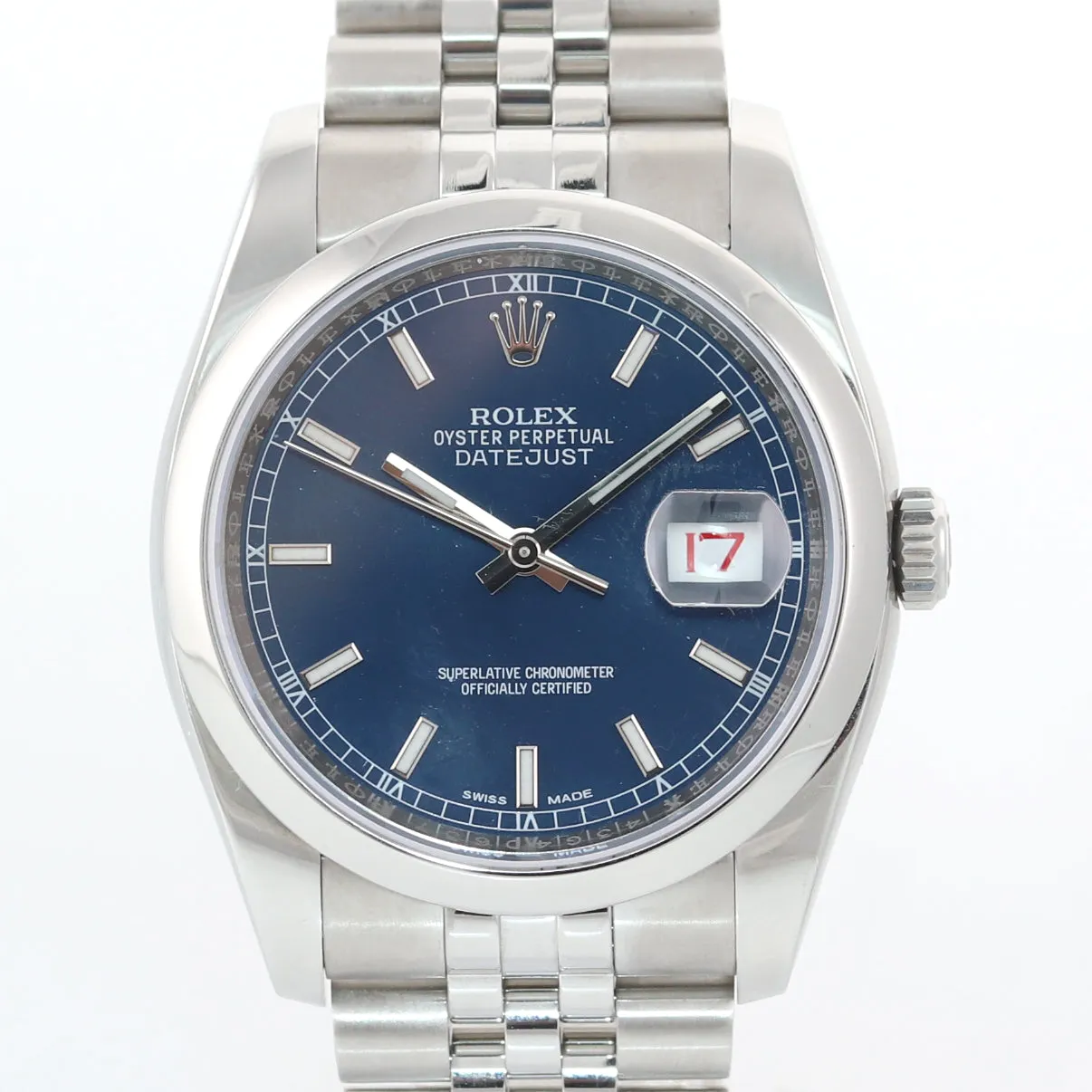 2017 MINT Rolex DateJust Blue Stick 116200 36mm Jubilee Band Steel Watch Box