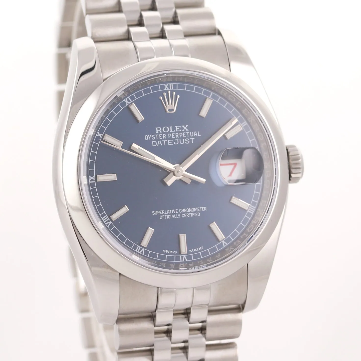 2017 MINT Rolex DateJust Blue Stick 116200 36mm Jubilee Band Steel Watch Box