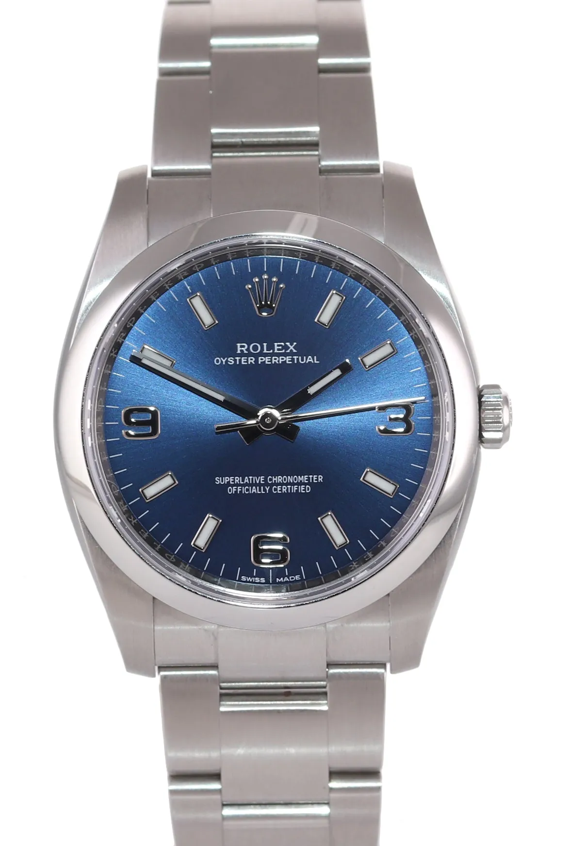 2017 PAPERS Rolex Oyster Perpetual Blue Arabic 114200 Steel Watch Box