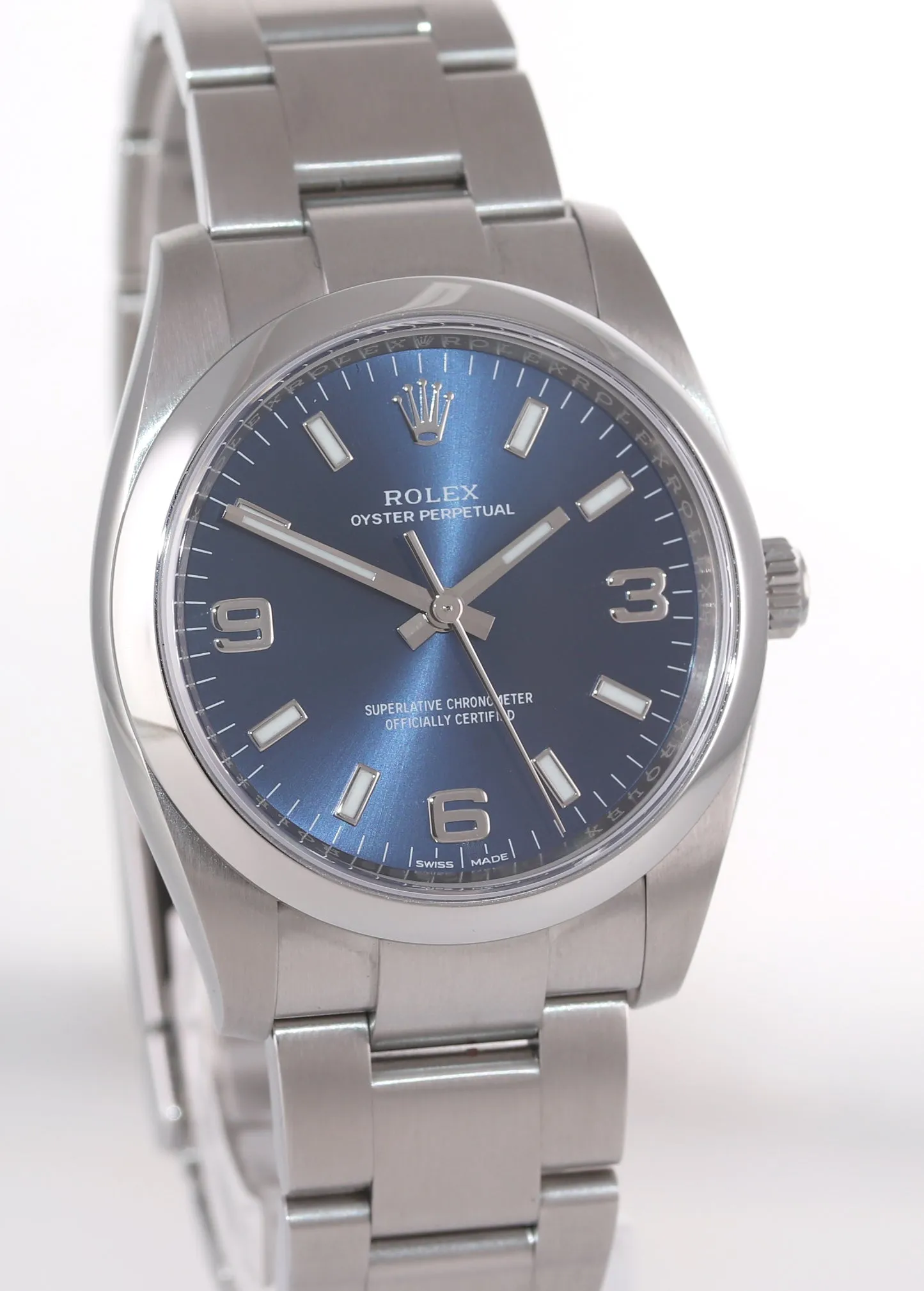 2017 PAPERS Rolex Oyster Perpetual Blue Arabic 114200 Steel Watch Box