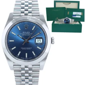 2018 MINT PAPERS Rolex DateJust 41 Steel 126300 Blue Dial Jubilee 41mm Watch Box