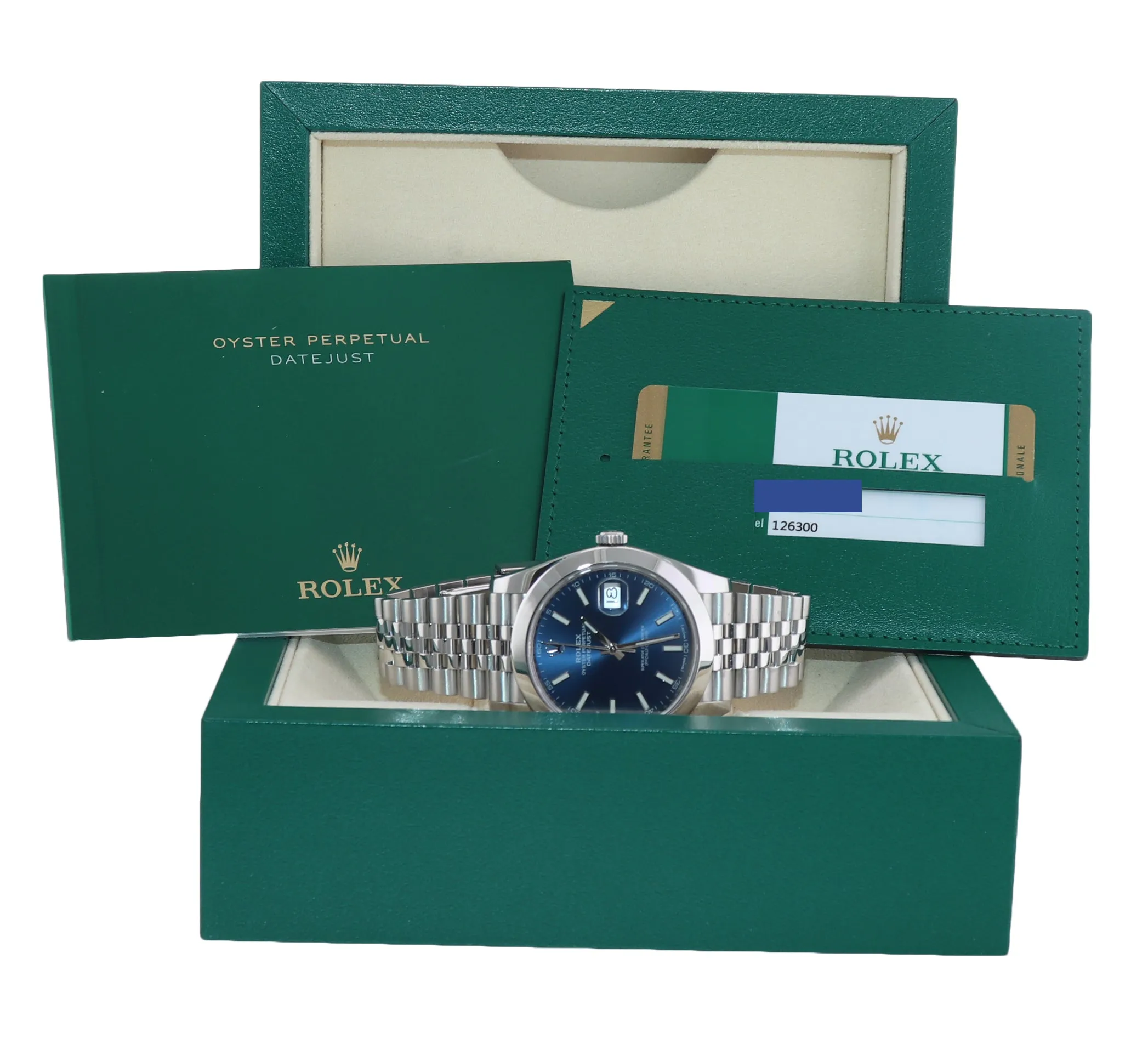 2018 MINT PAPERS Rolex DateJust 41 Steel 126300 Blue Dial Jubilee 41mm Watch Box