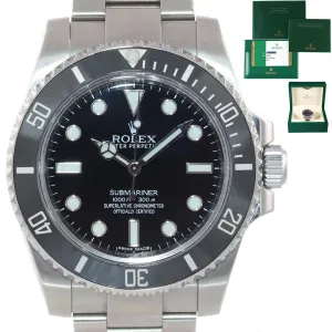 2018 PAPERS MINT Rolex Submariner No-Date 114060 Steel Black Ceramic Watch Box