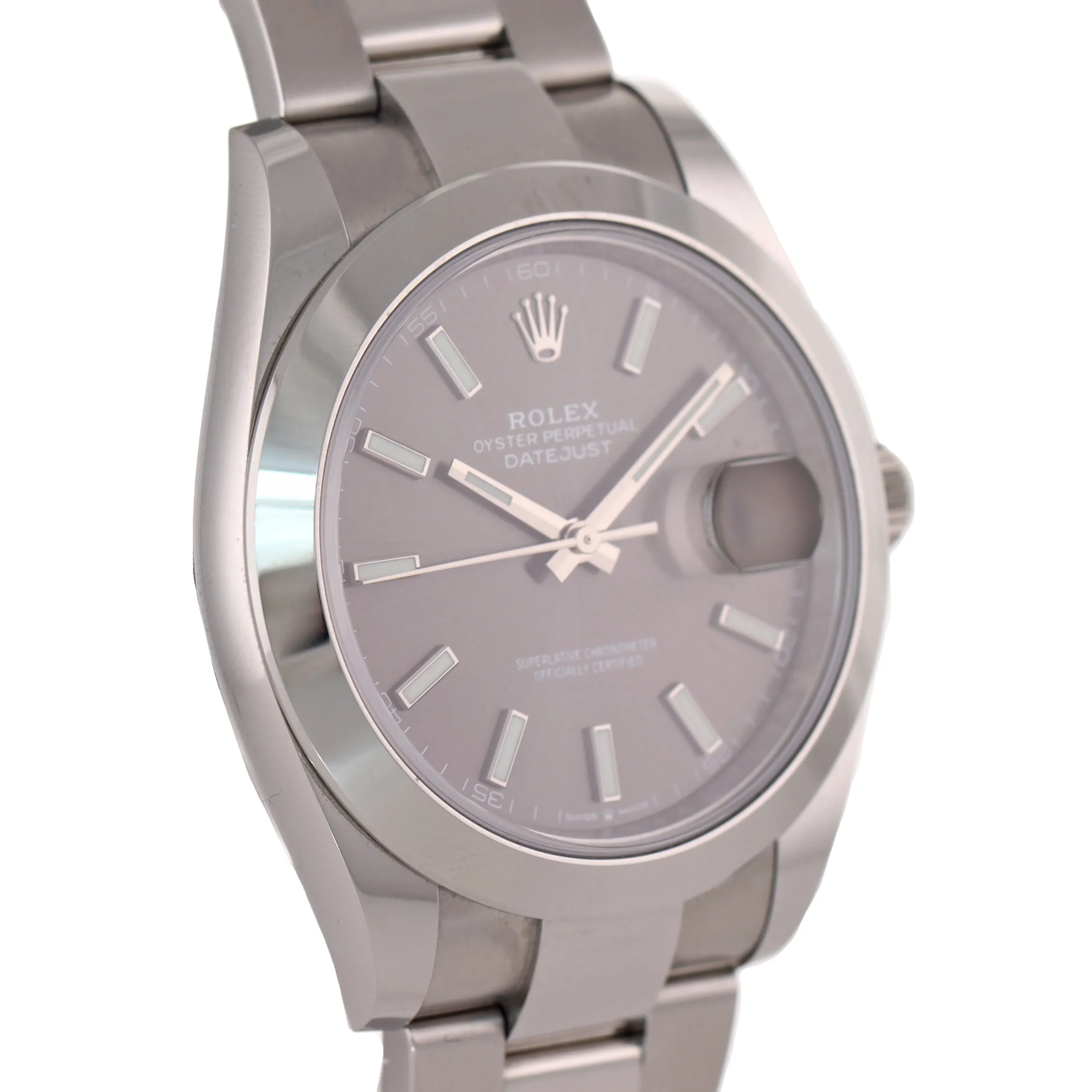 2018 PAPERS Rolex DateJust 41 Steel 126300 Rhodium Grey Oyster Band Watch Box