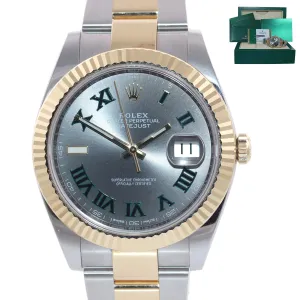 2019 PAPERS Rolex DateJust 41 126333 Two Tone Yellow Gold Wimbledon 41mm Watch