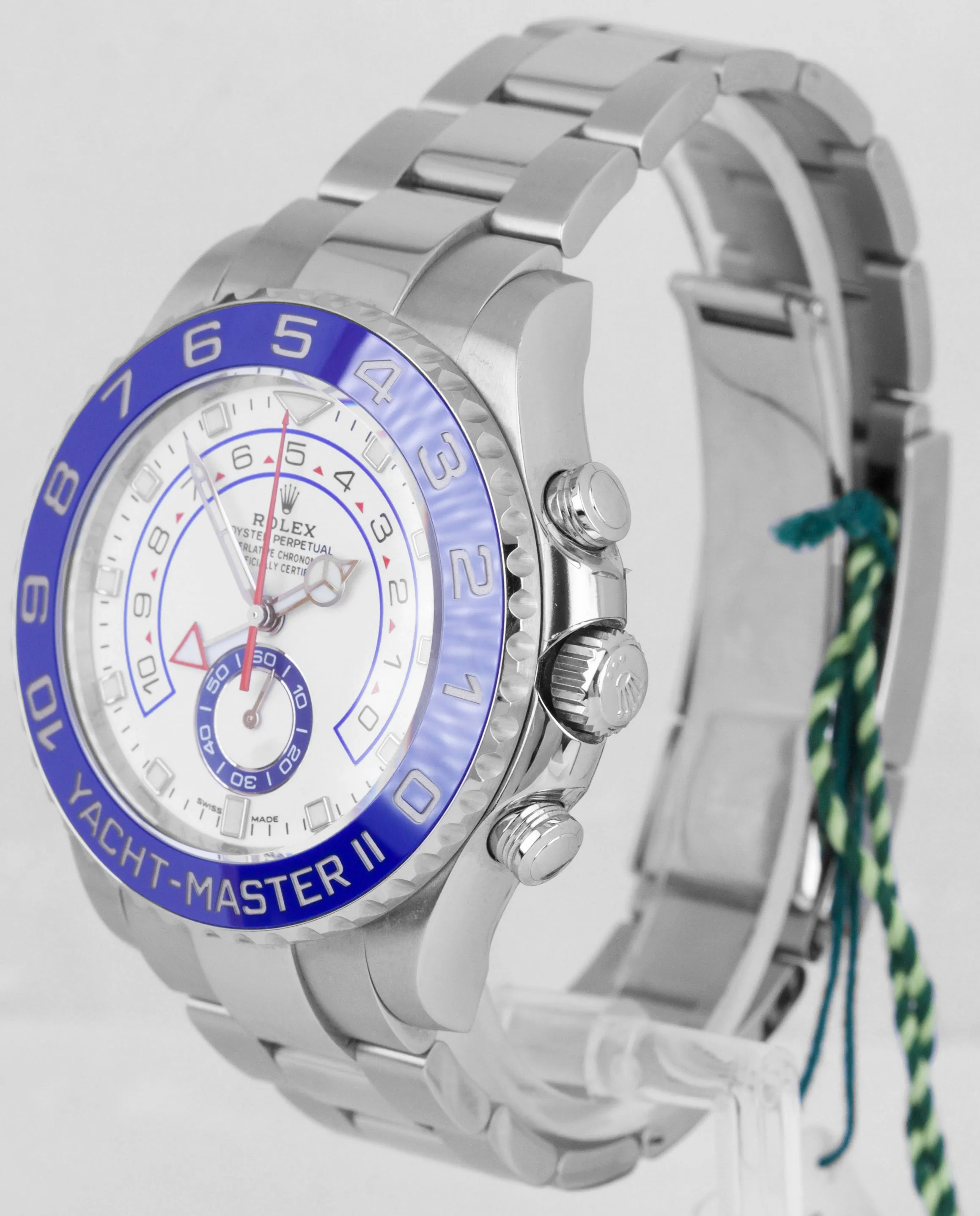 2019 Rolex Yacht-Master II 44mm MERCEDES HANDS White Blue Ceramic 116680 Watch