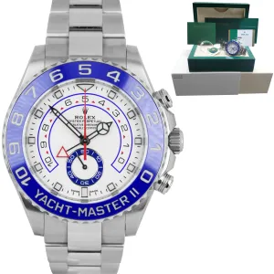2019 Rolex Yacht-Master II 44mm MERCEDES HANDS White Blue Ceramic 116680 Watch
