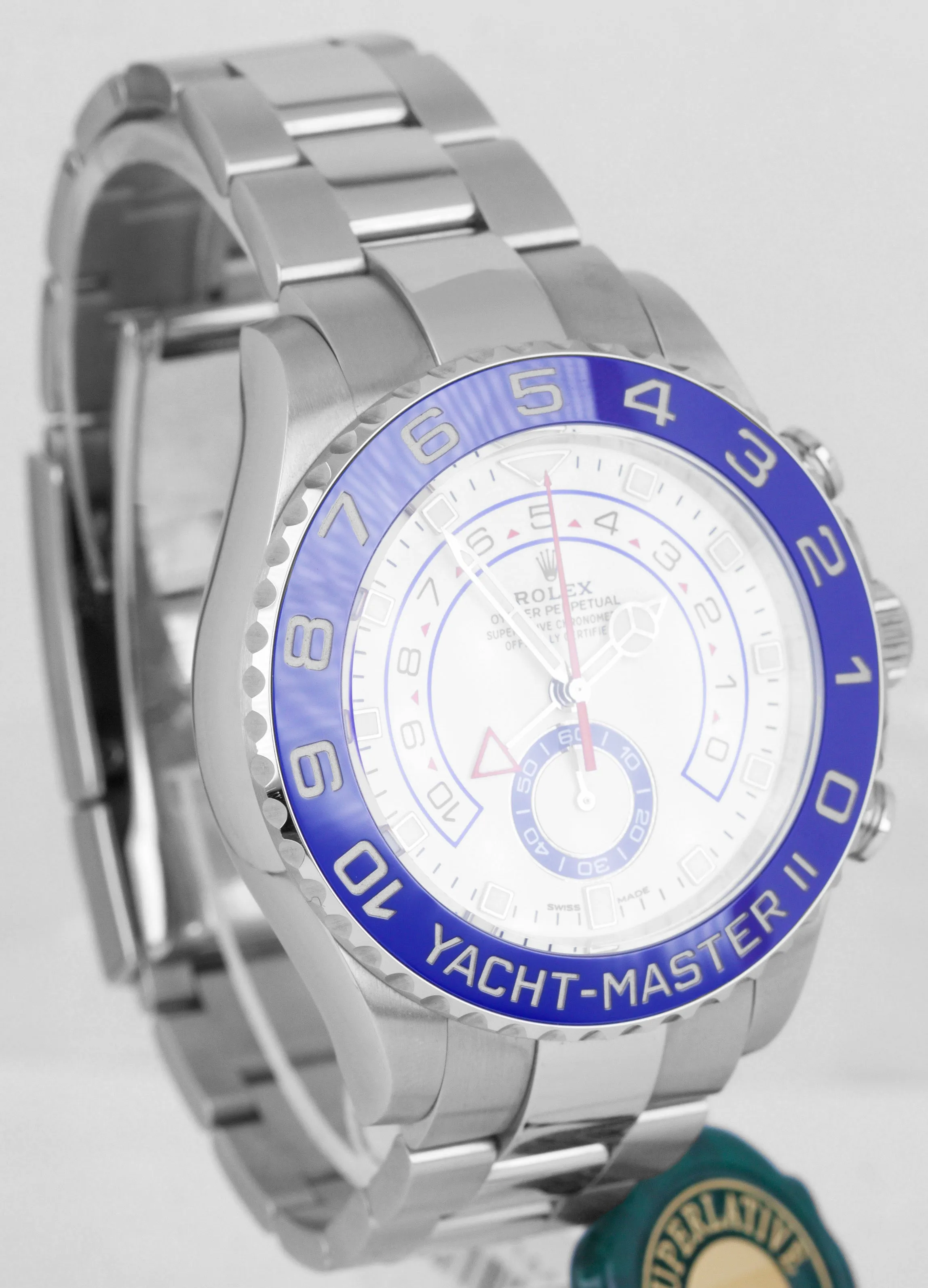 2019 Rolex Yacht-Master II 44mm MERCEDES HANDS White Blue Ceramic 116680 Watch