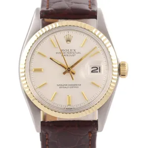 2019 SERVICE Rolex DateJust 1601 Yellow Gold Bezel Steel Pie Pan 36mm Watch