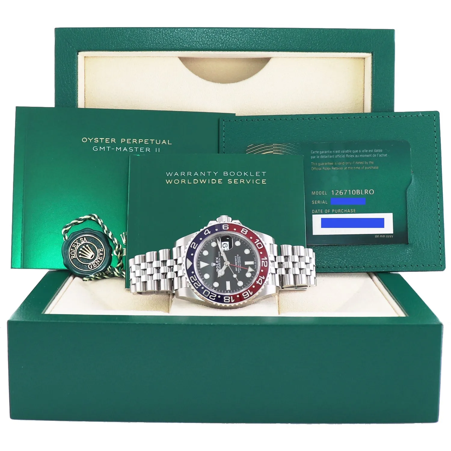 2020 NEW PAPERS Rolex 126710 GMT Master PEPSI Blue Ceramic Jubilee Watch Box