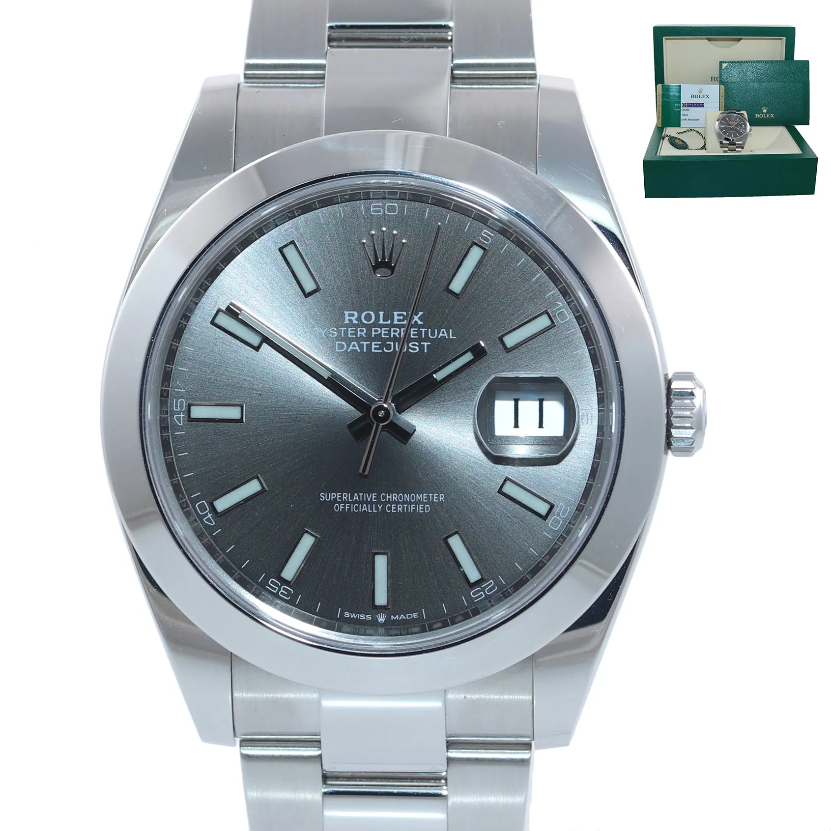 2020 PAPERS Rolex DateJust 41 Steel 126300 Dark Rhodium Oyster 41mm Watch Box