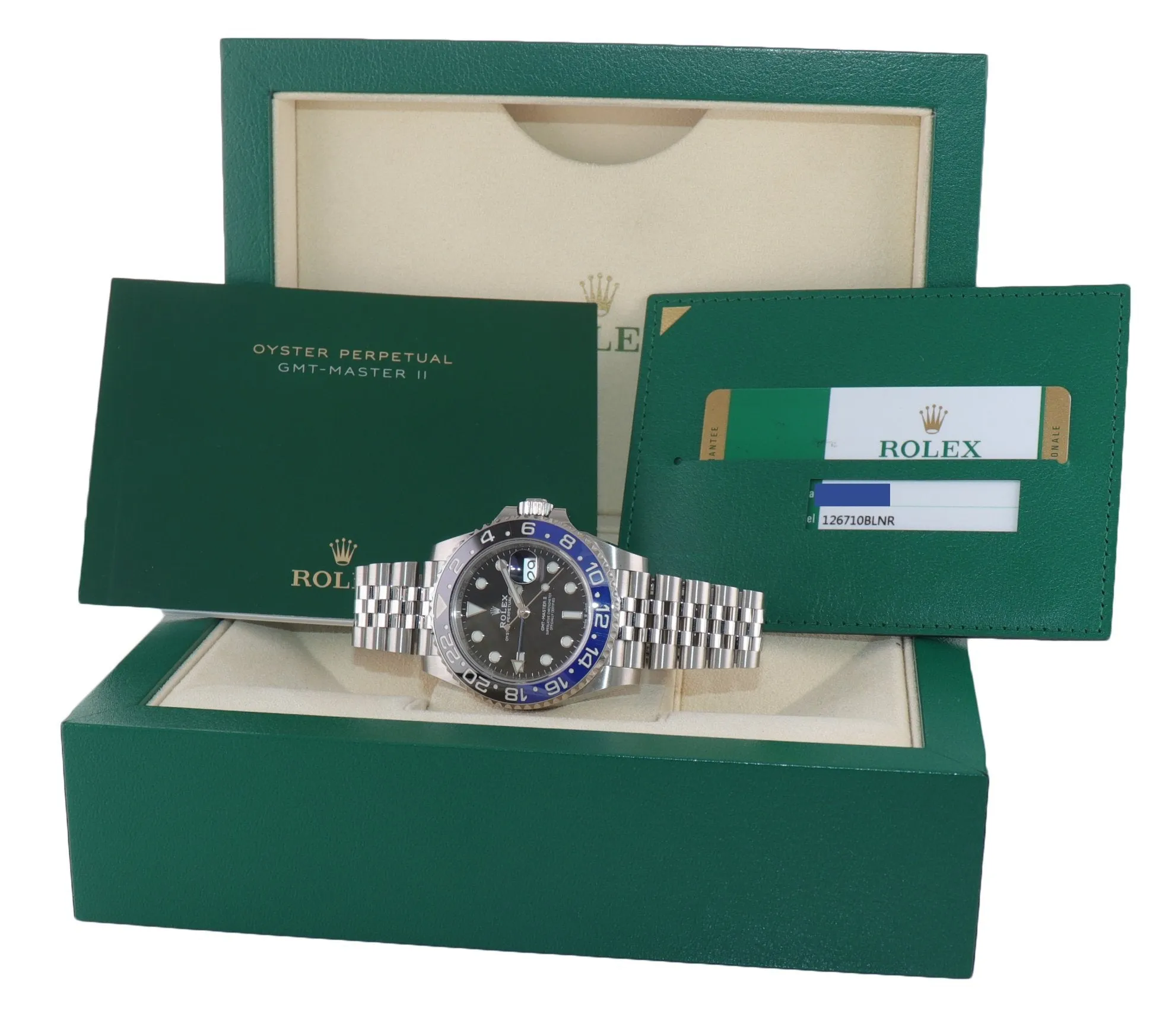 2020 PAPERS Rolex GMT Master Batman Black Blue Jubilee Ceramic 126710 Watch