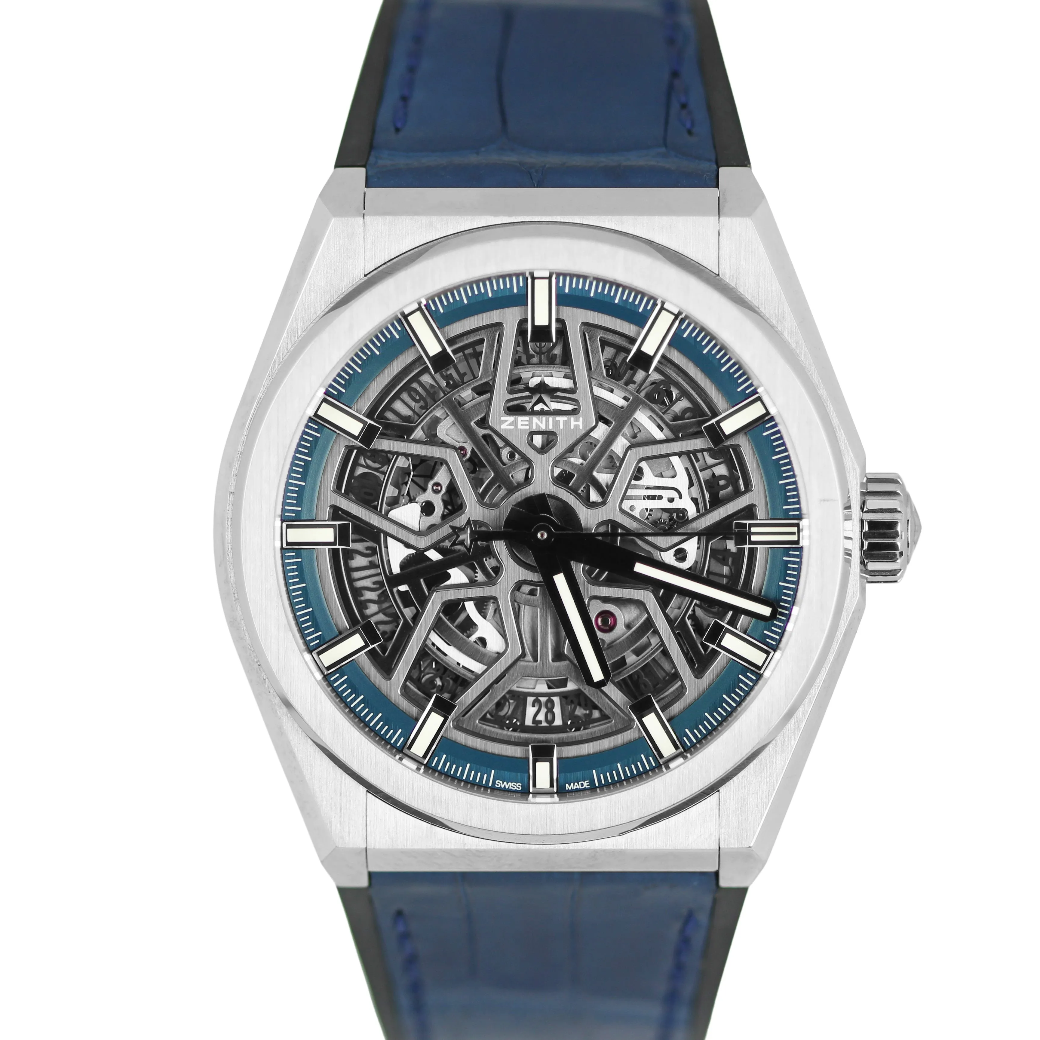 2020 PAPERS Zenith Defy Classic Titanium Blue Skeleton 41mm 95.9000.670 Watch