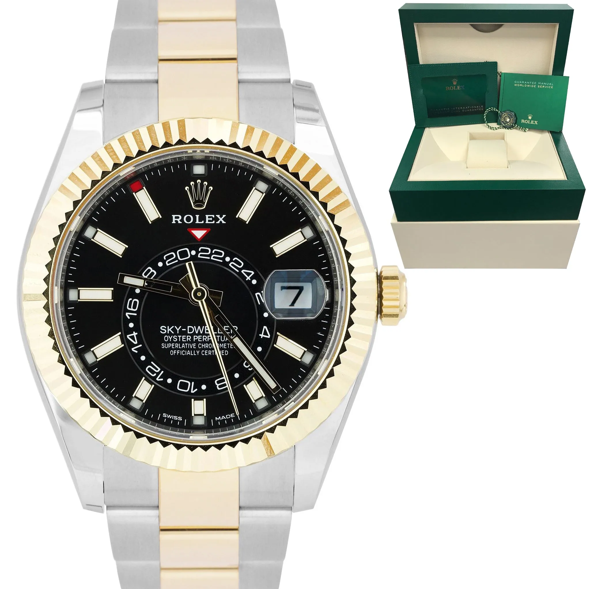 2021 NEW Rolex Sky-Dweller 326933 Black 18K Two Tone Gold Stainless 42mm Watch