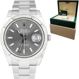 2021 Rolex DateJust 41 Rhodium Slate Fluted Stainless Oyster Watch 126334 B P