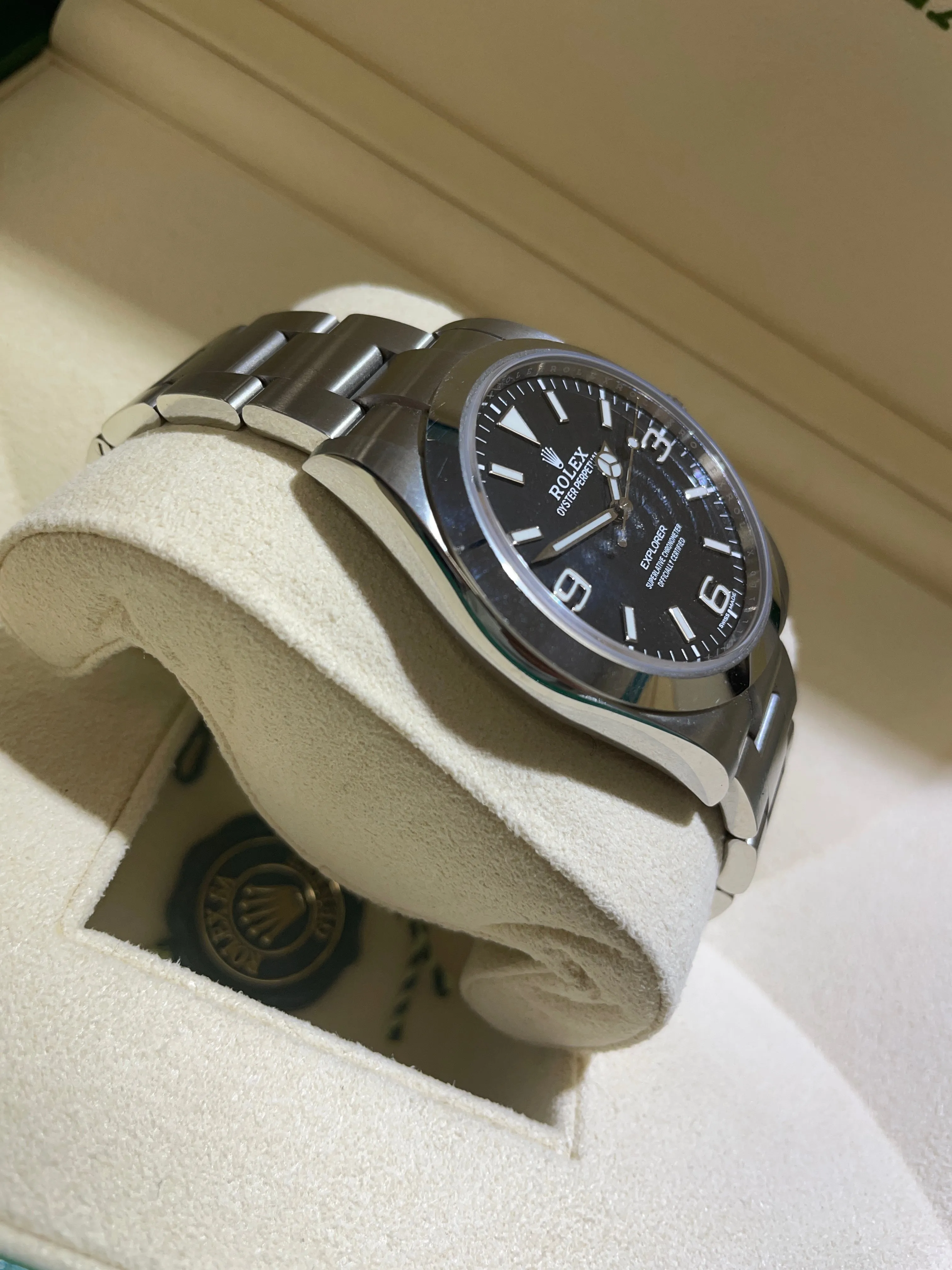 2021 UNPOLISHED Rolex Explorer I NEW CARD Black FULL LUME MK2 39mm 214270 Watch