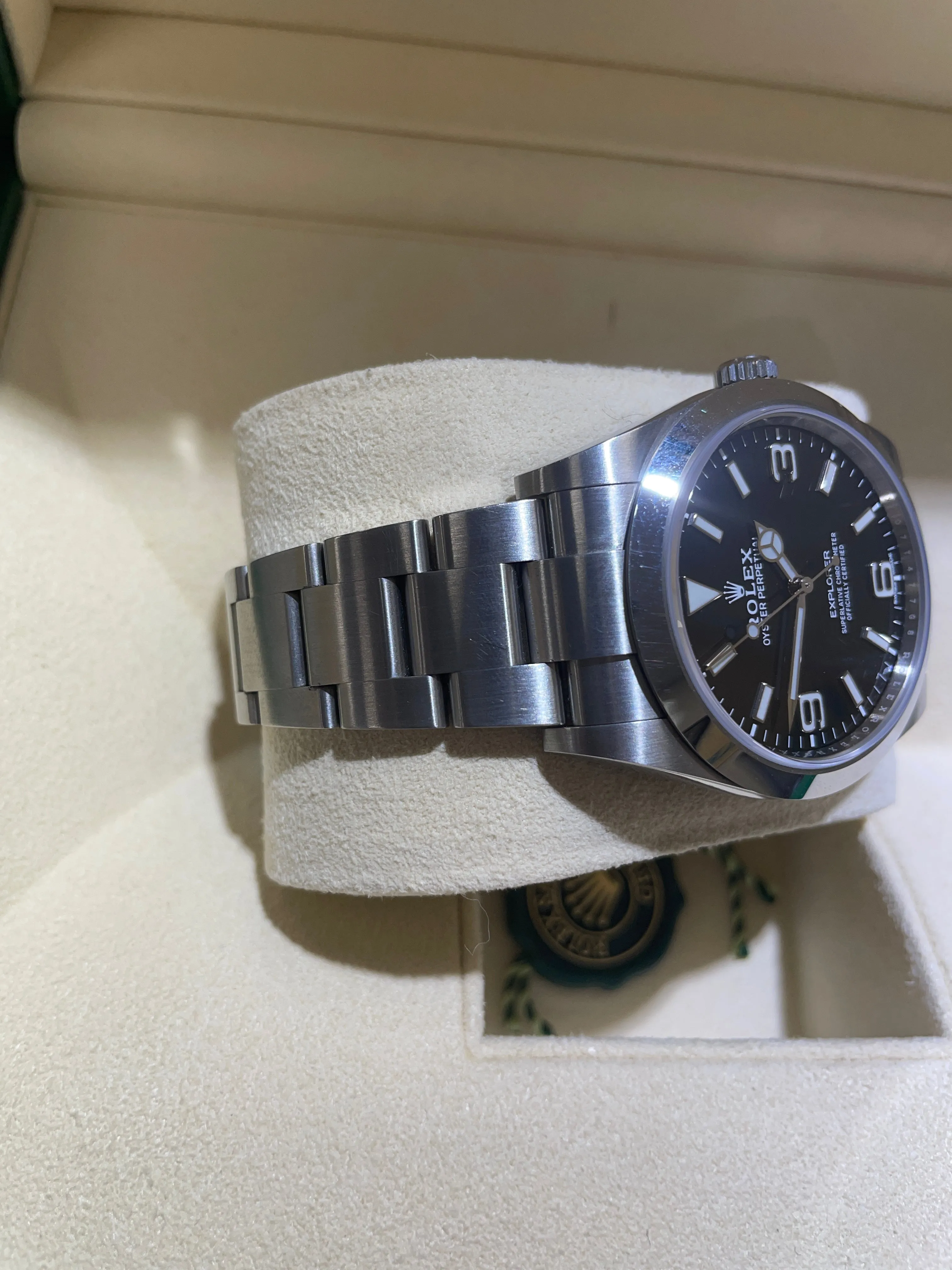 2021 UNPOLISHED Rolex Explorer I NEW CARD Black FULL LUME MK2 39mm 214270 Watch