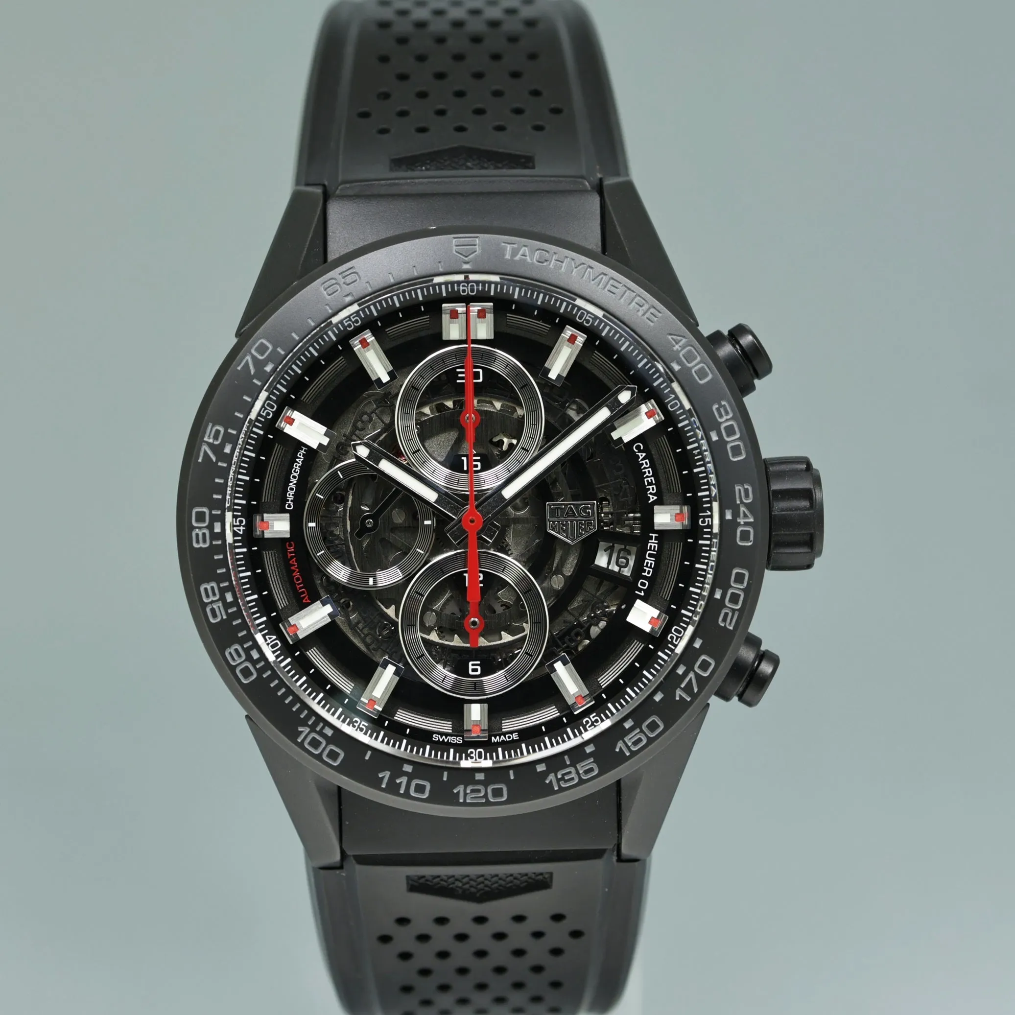 2022 PAPERS TAG Heuer Carrera Calibre Skeleton Chrono CAR2090 43mm Steel Watch