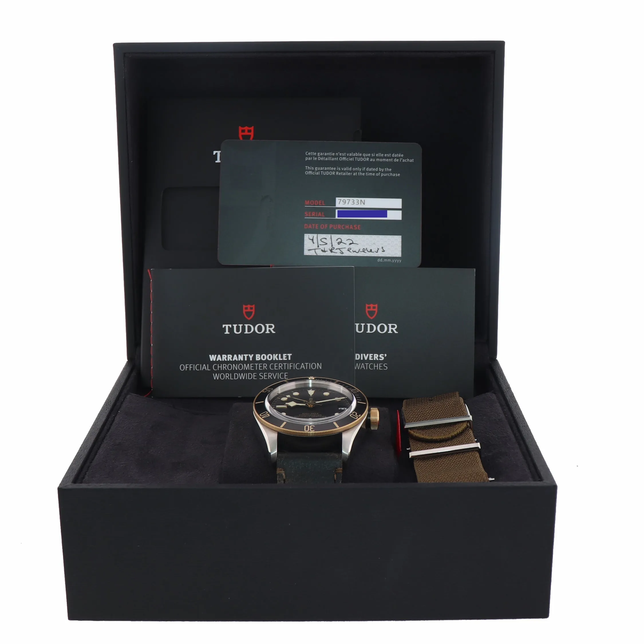 2022 PAPERS Tudor Black Bay Heritage 79733N Two Tone Black 41mm Date Dive Watch