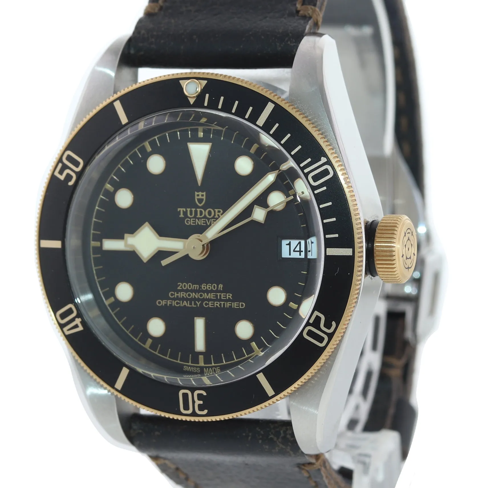 2022 PAPERS Tudor Black Bay Heritage 79733N Two Tone Black 41mm Date Dive Watch