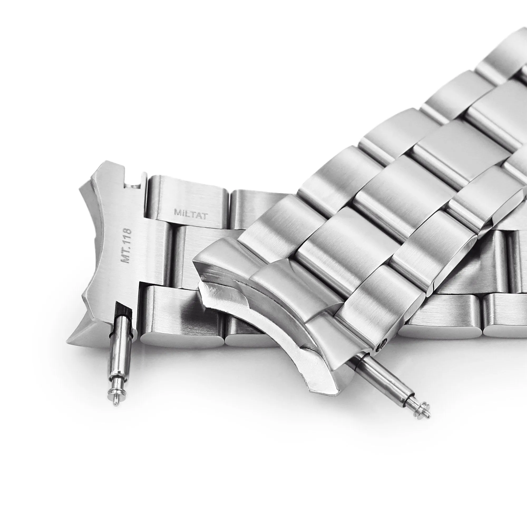 22mm Super-O Boyer Watch Band for Seiko 5 Sports 42.5mm SRPD51 SRPD55 SBSA003, Stainless Steel - Brushed, SUB Diver Clasp