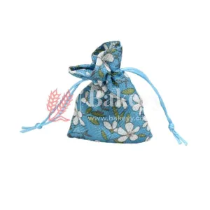 8x10 CM  Blue Printed | Printed Potli Jute Bag | Gift Return Gifts Bags |  Drawstring Bags | Pack Of 10