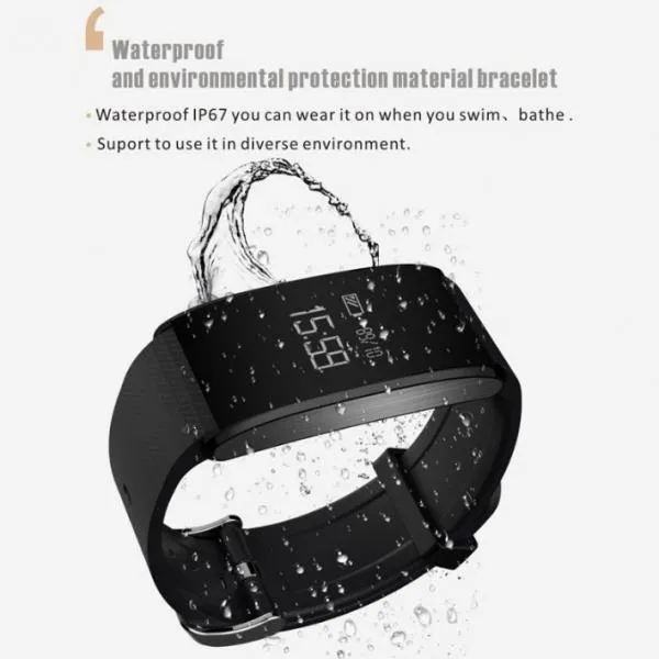A58 Bluetooth Smart Watch Health Tracker Blood Pressure Heart Rate Bracelet Silver