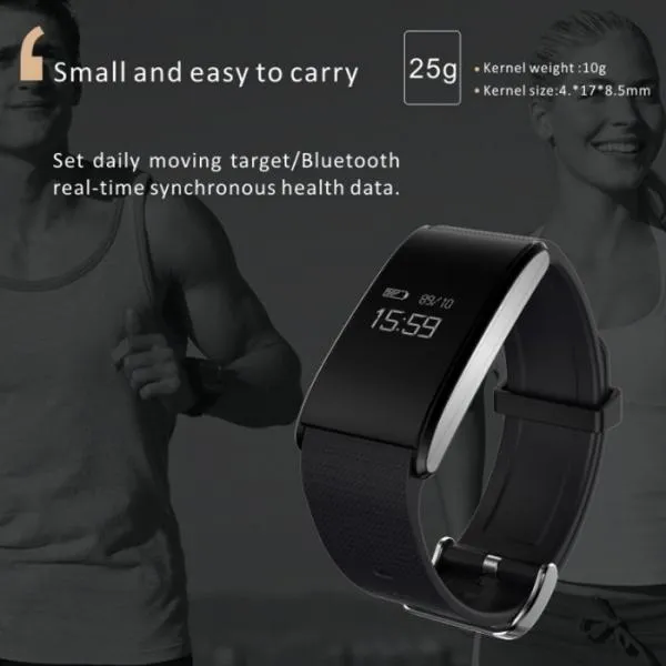 A58 Bluetooth Smart Watch Health Tracker Blood Pressure Heart Rate Bracelet Silver