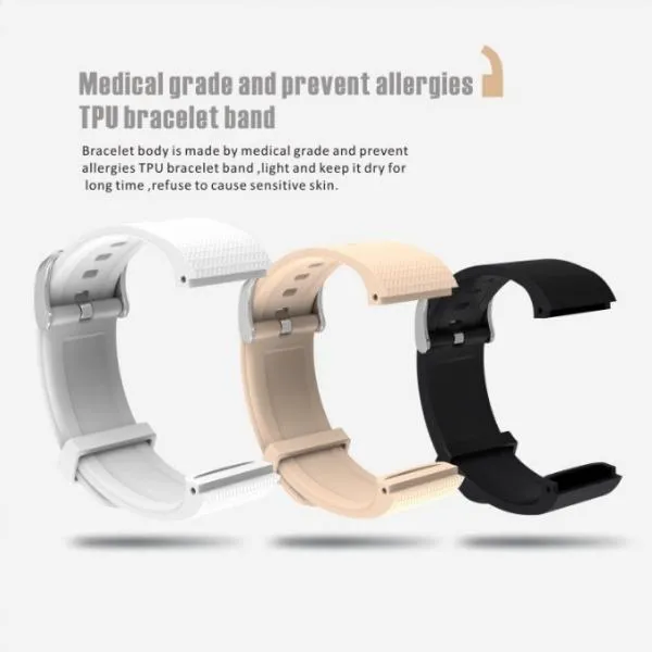 A58 Bluetooth Smart Watch Health Tracker Blood Pressure Heart Rate Bracelet Silver