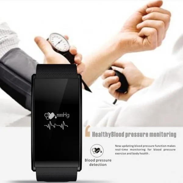 A58 Bluetooth Smart Watch Health Tracker Blood Pressure Heart Rate Bracelet Silver
