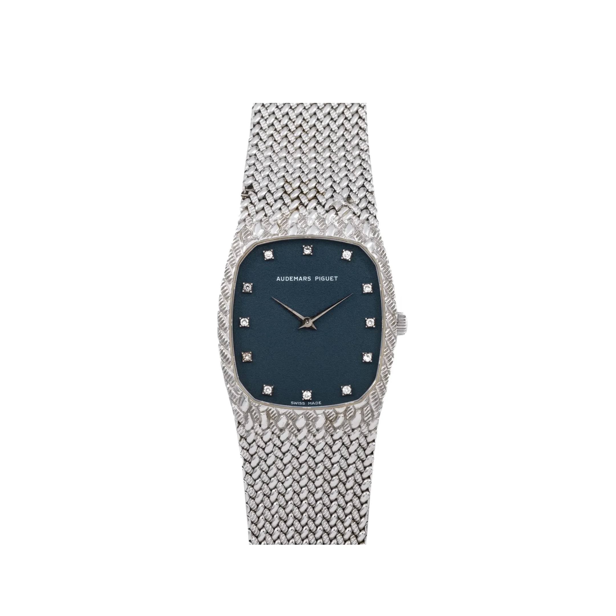 A&P Luxury Watches Cobra Vintage 'Ladies' White Gold Navy Blue Diamond Dial (1970)