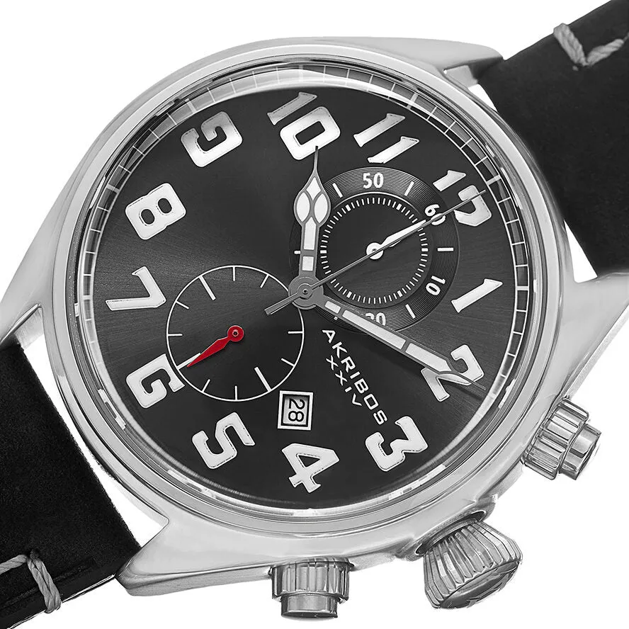 Akribos Xxiv Essential Chronograph Black Dial Stainless Steel Men's  Watch AK706SSB