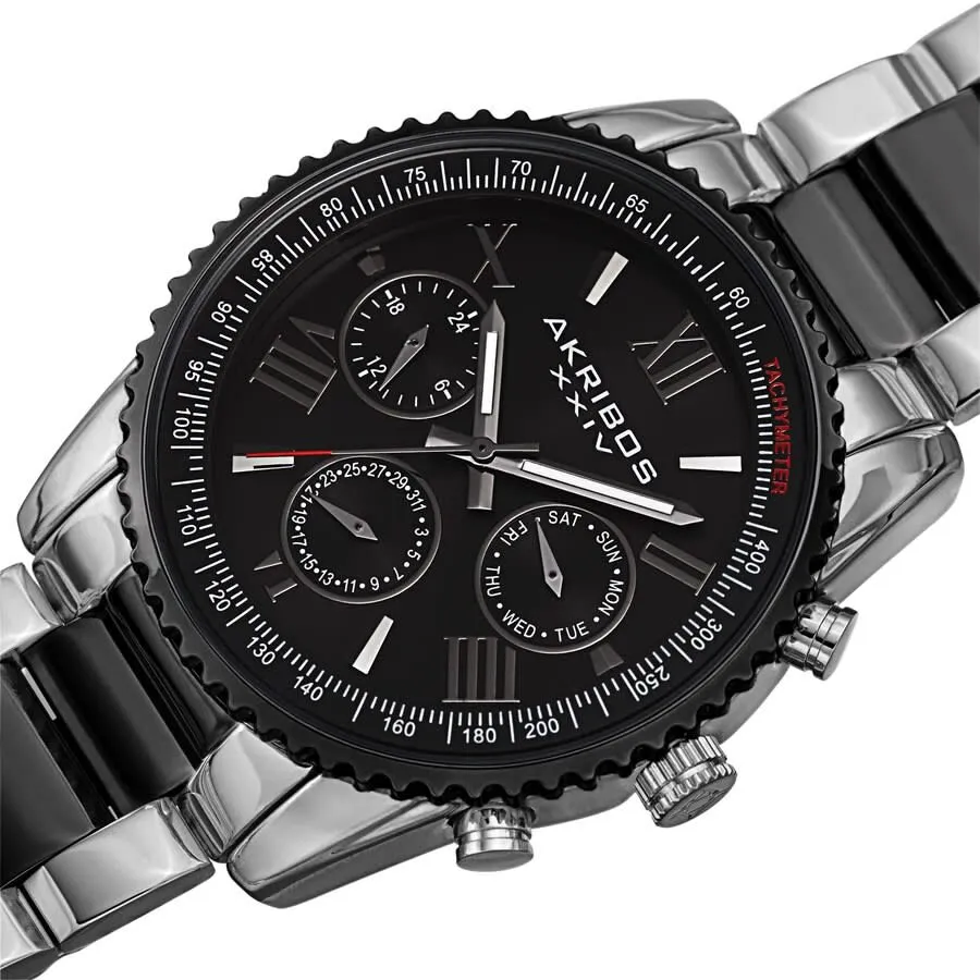 Akribos Xxiv Quartz Black Dial Two-tone Men's Watch AK1099TTB