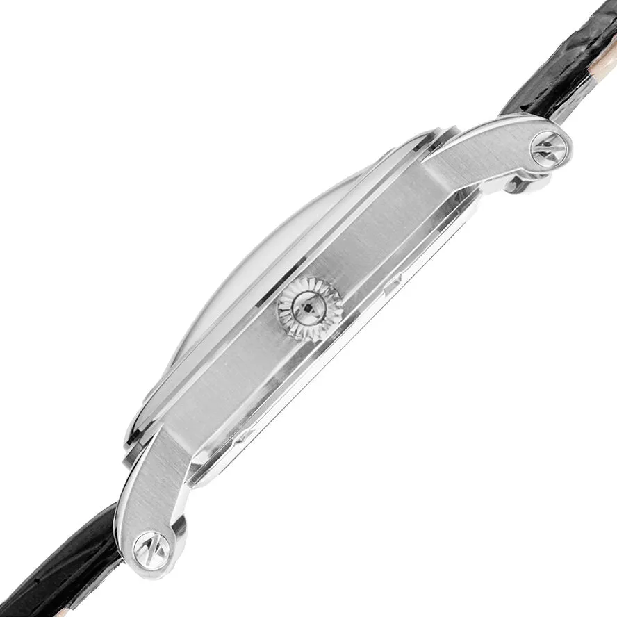 Akribos XxivBlack Dial Stainless Steel Black Leather Men's Watch AK632SSB