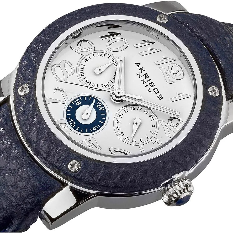 Akribos XxivGMT Multi-Function Blue Leather Ladies Watch AK560BU