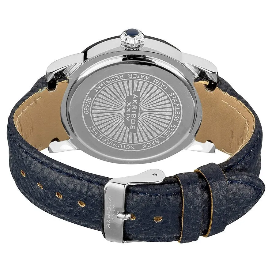 Akribos XxivGMT Multi-Function Blue Leather Ladies Watch AK560BU