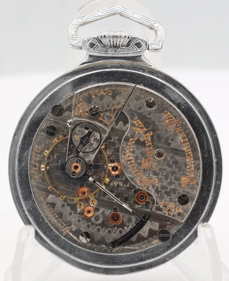 Antique 18 Size Hamilton 21 Jewel Railroad Pocket Watch 940 Recased Chrome