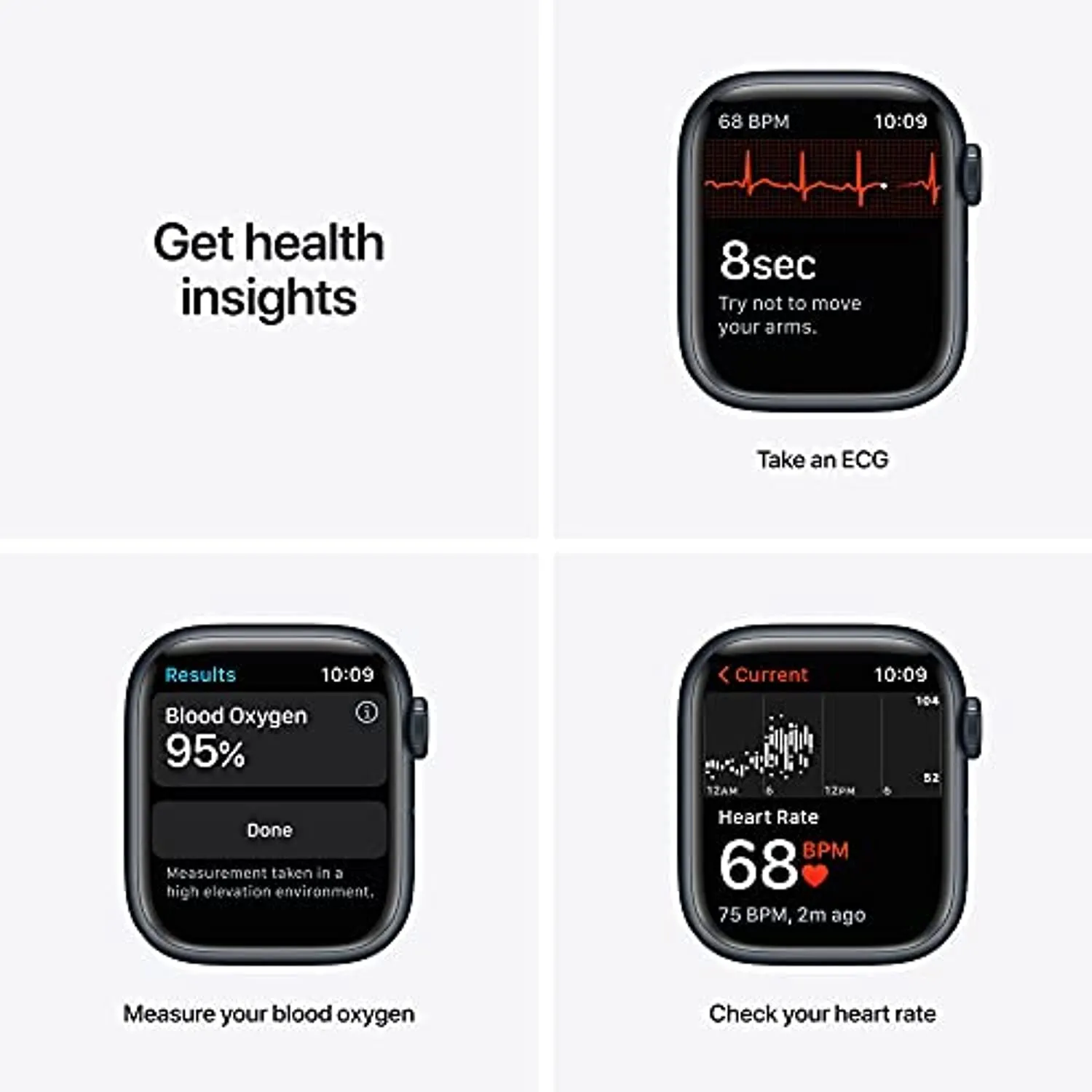 Apple Watch Series 7 [GPS 41mm] Smart Watch w/ Midnight Aluminum Case with Midnight Sport Band. Fitness Tracker, Blood Oxygen & ECG Apps, Always-On Retina Display, Water Resistant