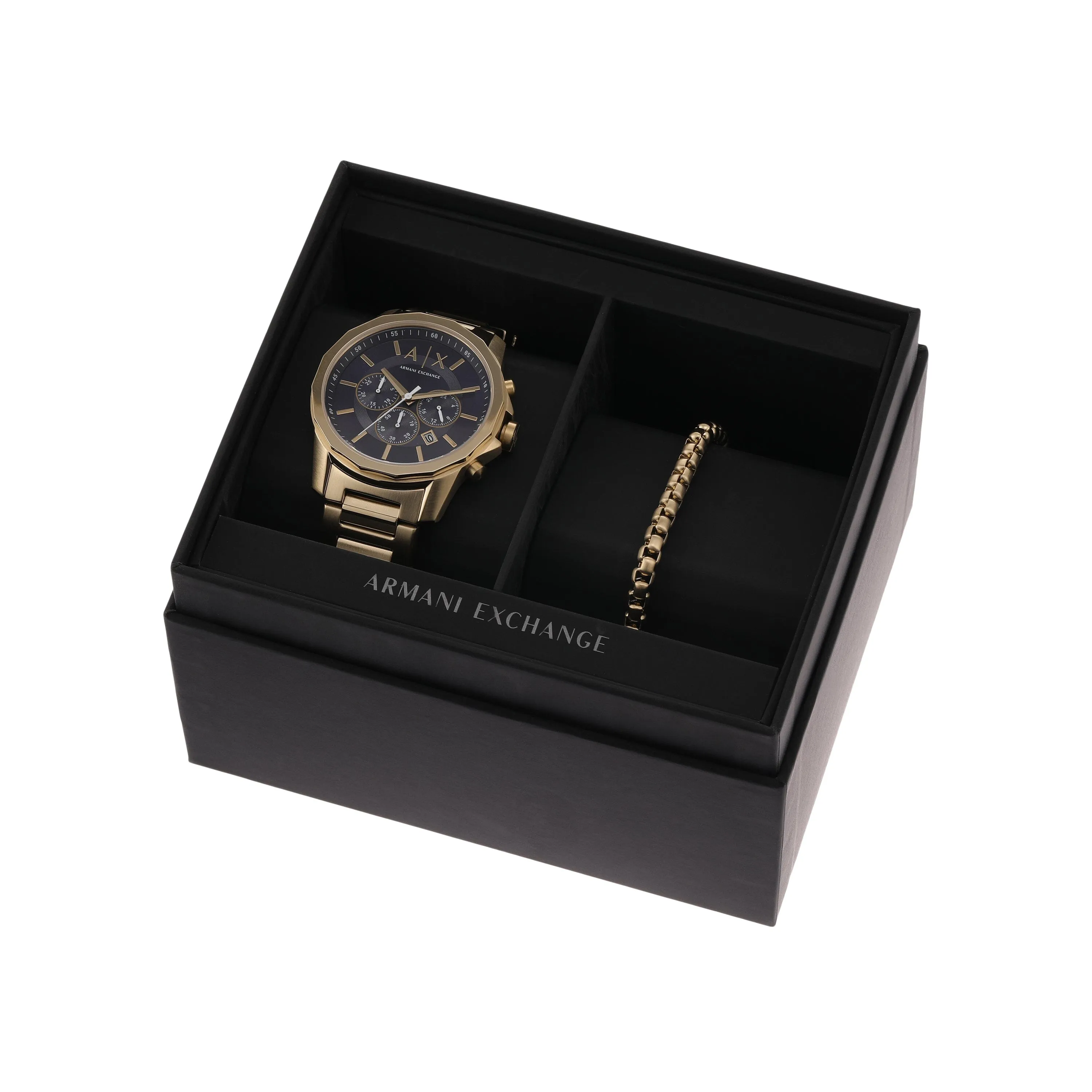 Armani Exchange Chronograph Gold-Tone Stainless Steel Watch and Bracelet Set AX7151SET