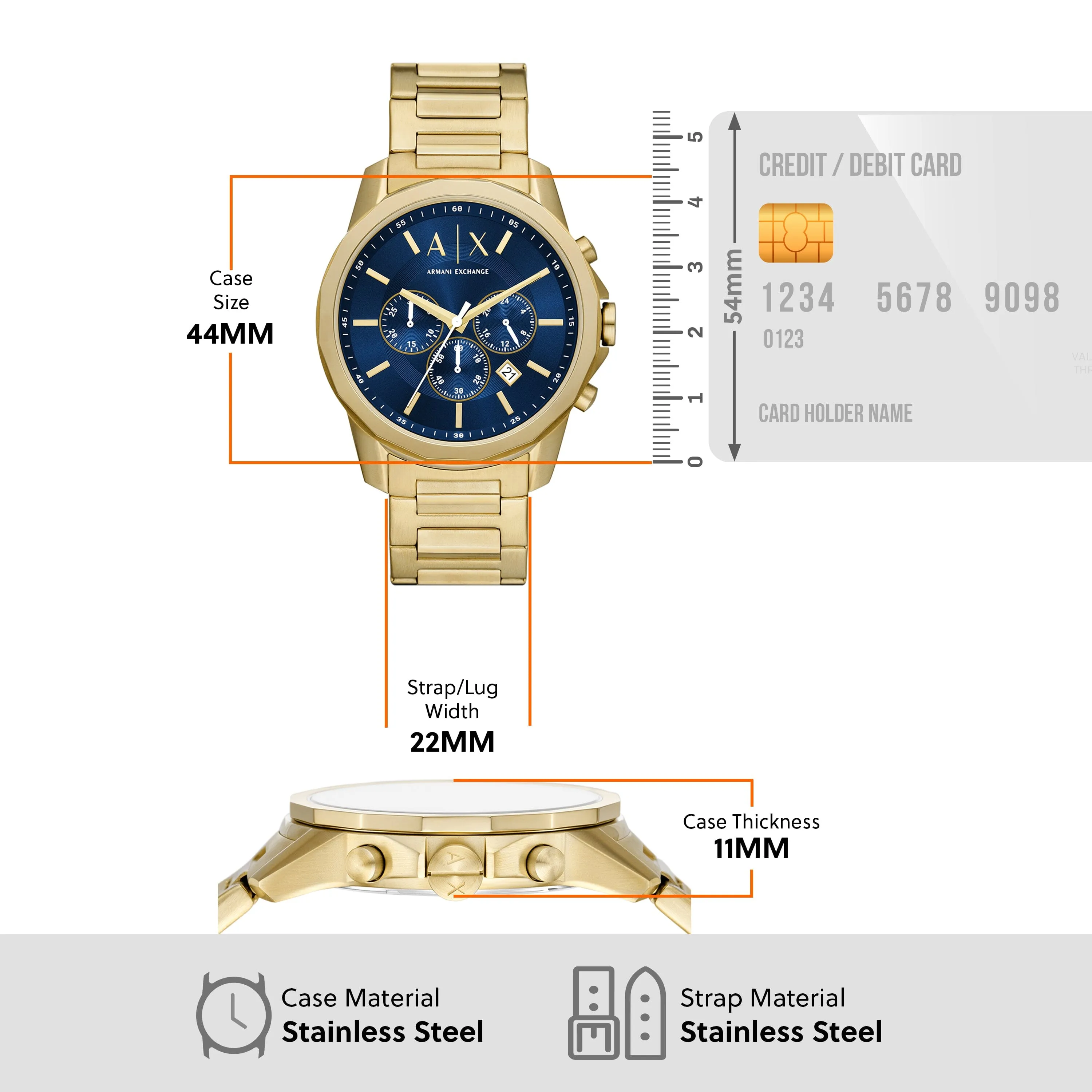 Armani Exchange Chronograph Gold-Tone Stainless Steel Watch and Bracelet Set AX7151SET