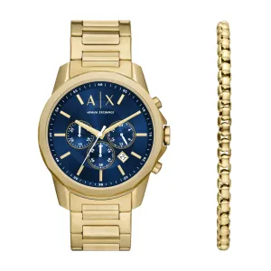Armani Exchange Chronograph Gold-Tone Stainless Steel Watch and Bracelet Set AX7151SET