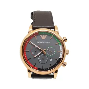 Armani Men's Watch Chronograph Stainless Steel Case With Gray Dial And Sub-Dial