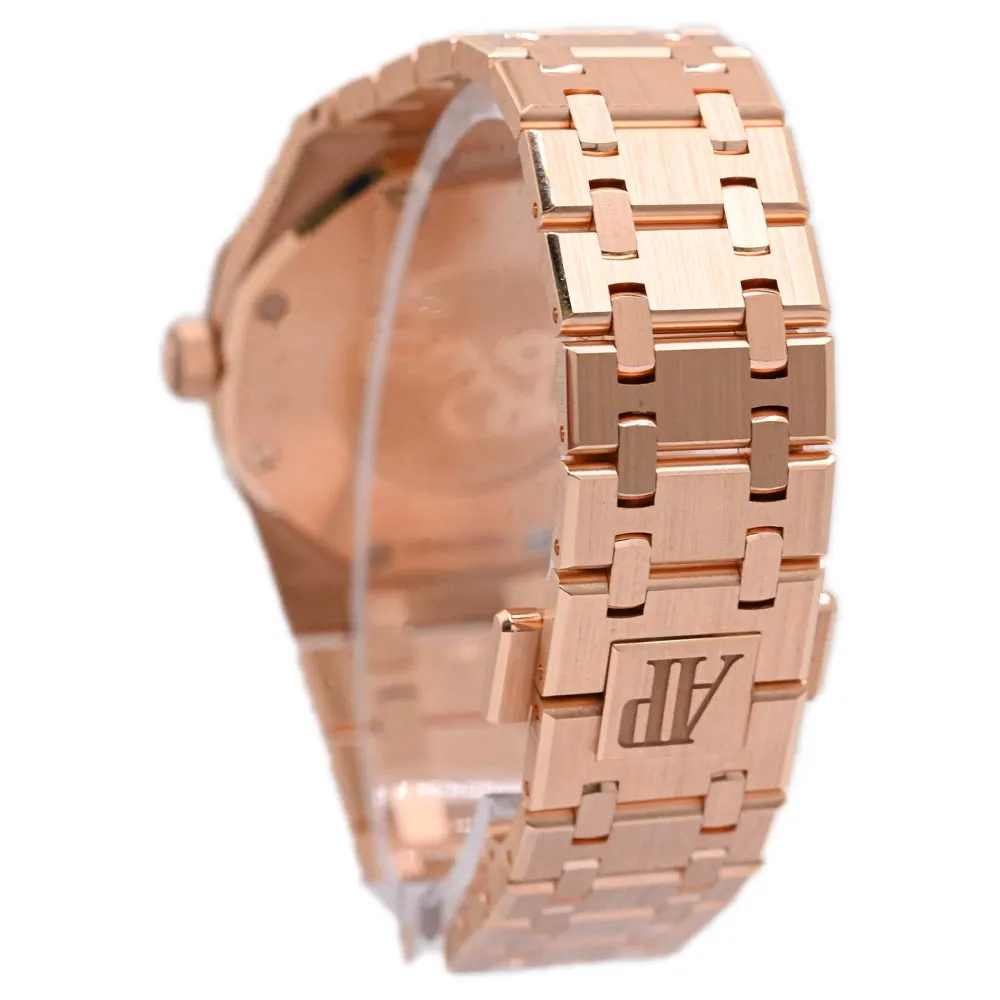 Audemars Piguet Ladies Royal Oak Quartz 18K Pink Gold 33mm Blue "Grande Tapisserie" Dial Watch Ref# 67651OR.ZZ.1261OR.02