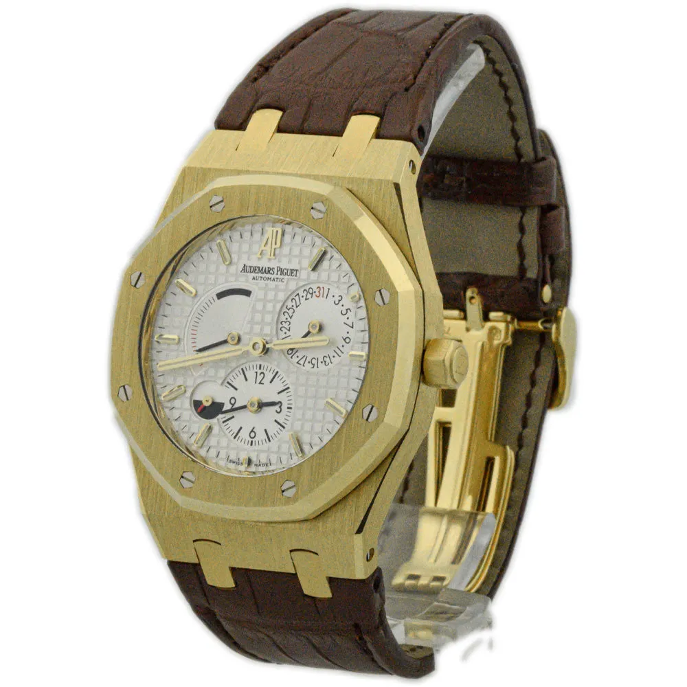 Audemars Piguet Men's Royal Oak Dual Time 18K Yellow Gold 39mm White Stick Dial Watch Reference #: 26120BA.OO.D088CR.01